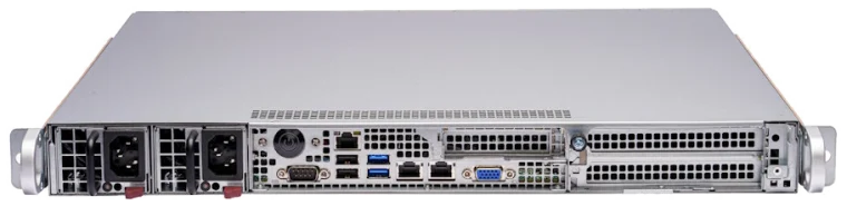 ABR HLS Transcoder, 1 RU rear panel: dual redundant power supplies, management, USB and network